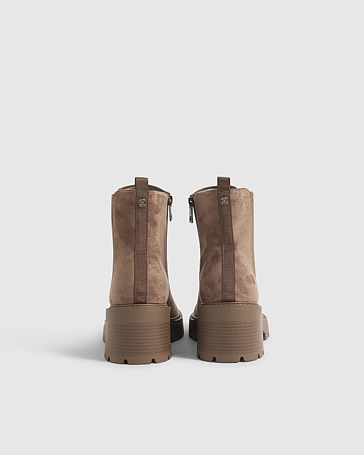 Brown Chunky Cleated Chelsea Boots