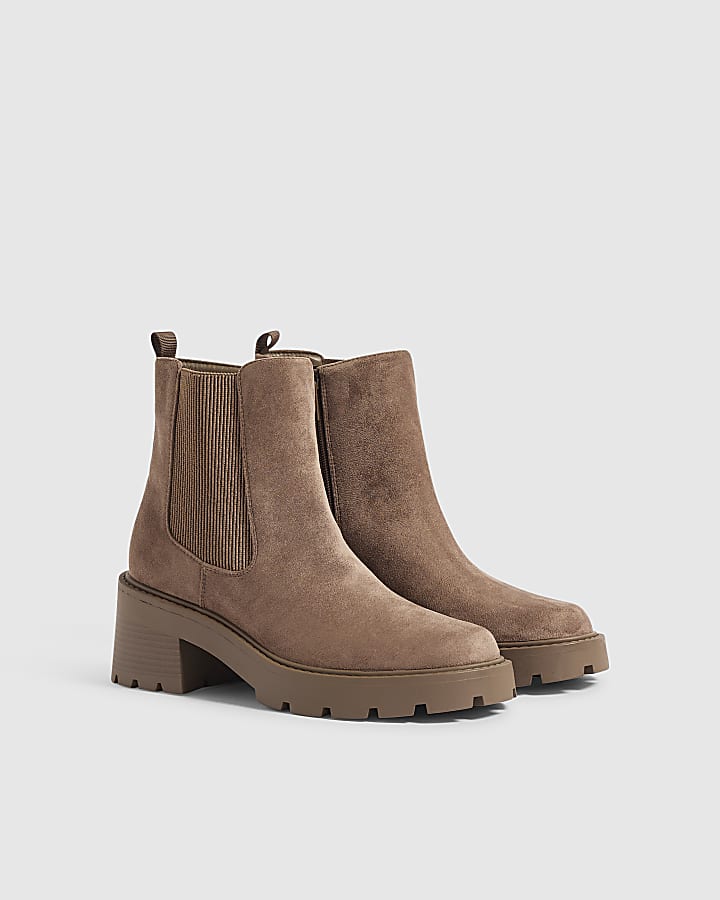 Brown Chunky Cleated Chelsea Boots