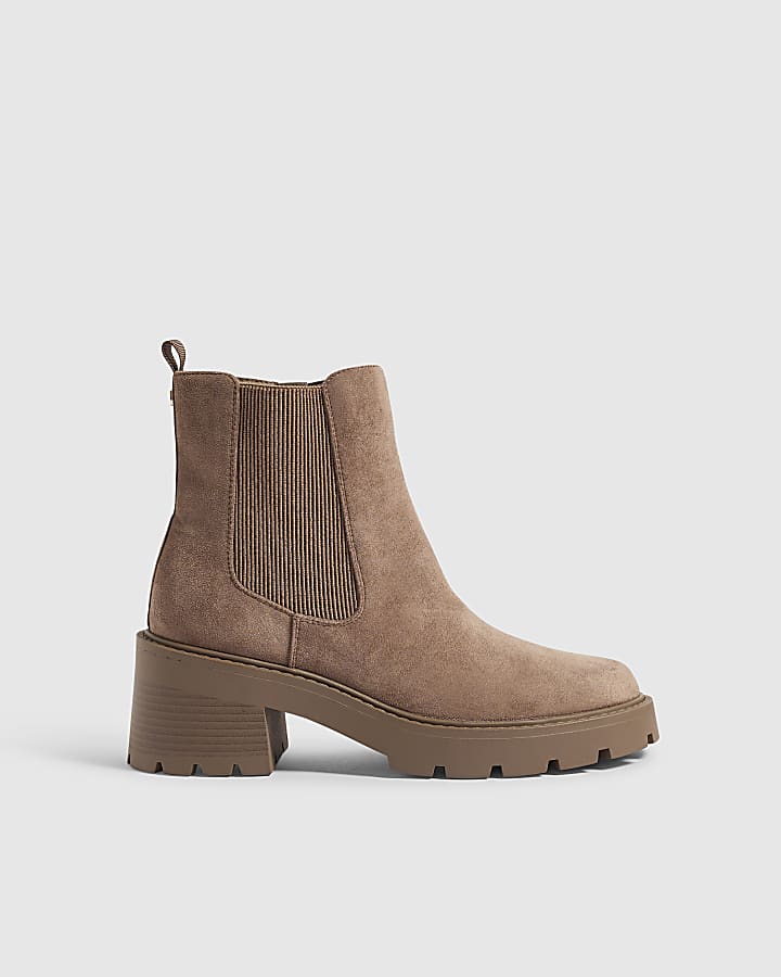 Brown Chunky Cleated Chelsea Boots