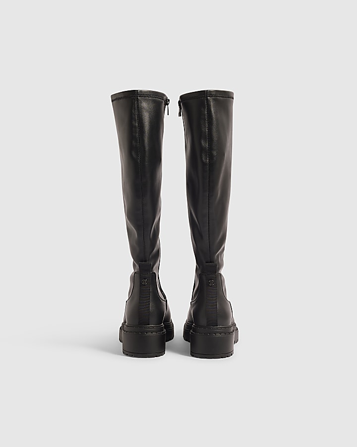 Black High Leg Fitted Boots
