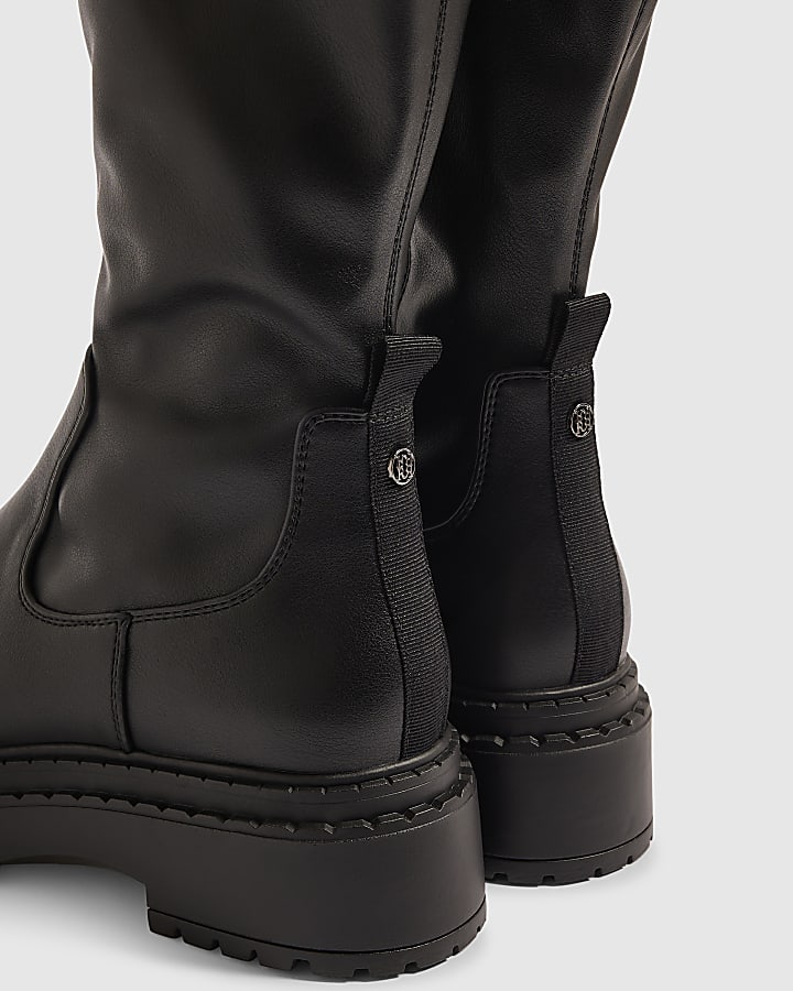 Black High Leg Fitted Boots
