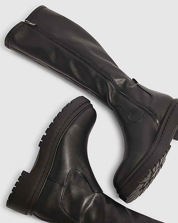 Black High Leg Fitted Boots