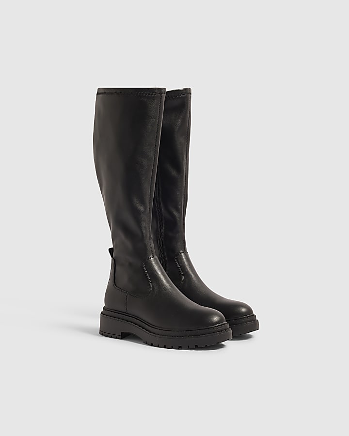 Black High Leg Fitted Boots