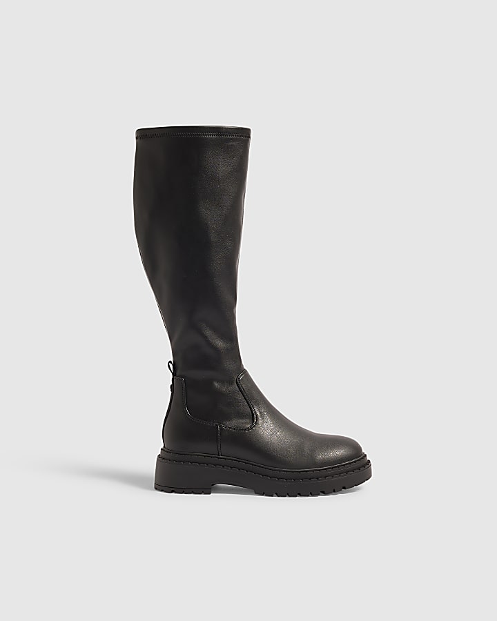 Black High Leg Fitted Boots