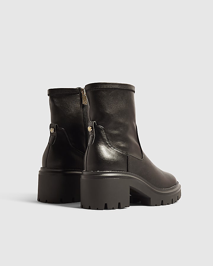 Black Chunky Cleated Chelsea Boots