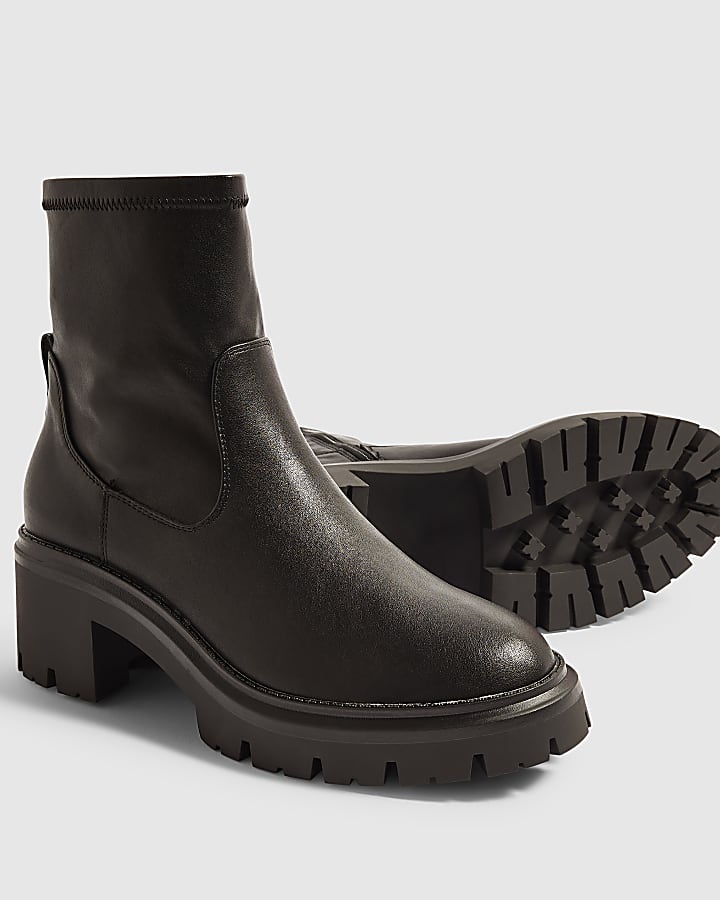Black Chunky Cleated Chelsea Boots
