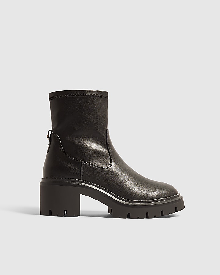 Black Chunky Cleated Chelsea Boots
