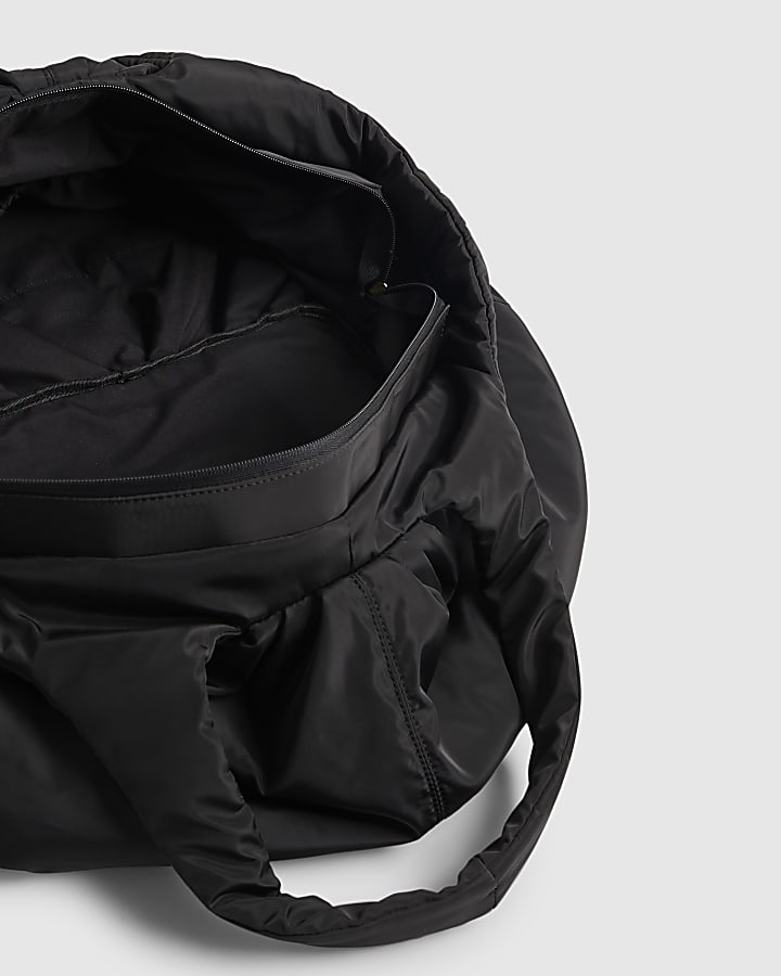 Black Ruched Tote Bag