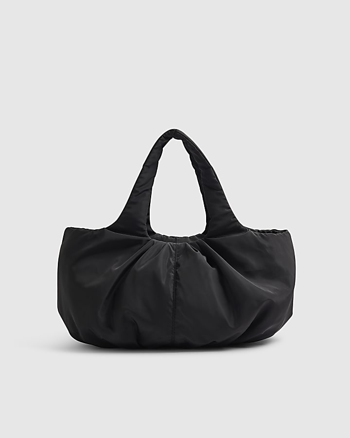 Black Ruched Tote Bag