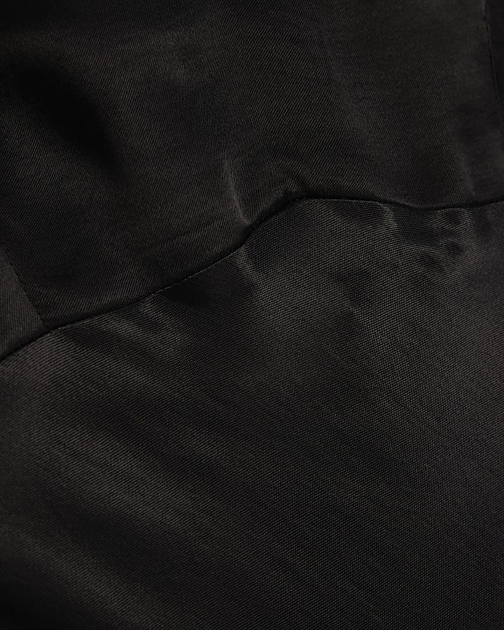 Black Strappy Satin Maxi Dress
