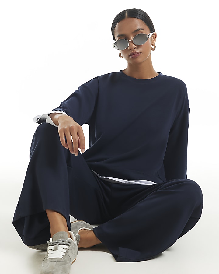 Petite Navy Premium Hybrid Sweatshirt