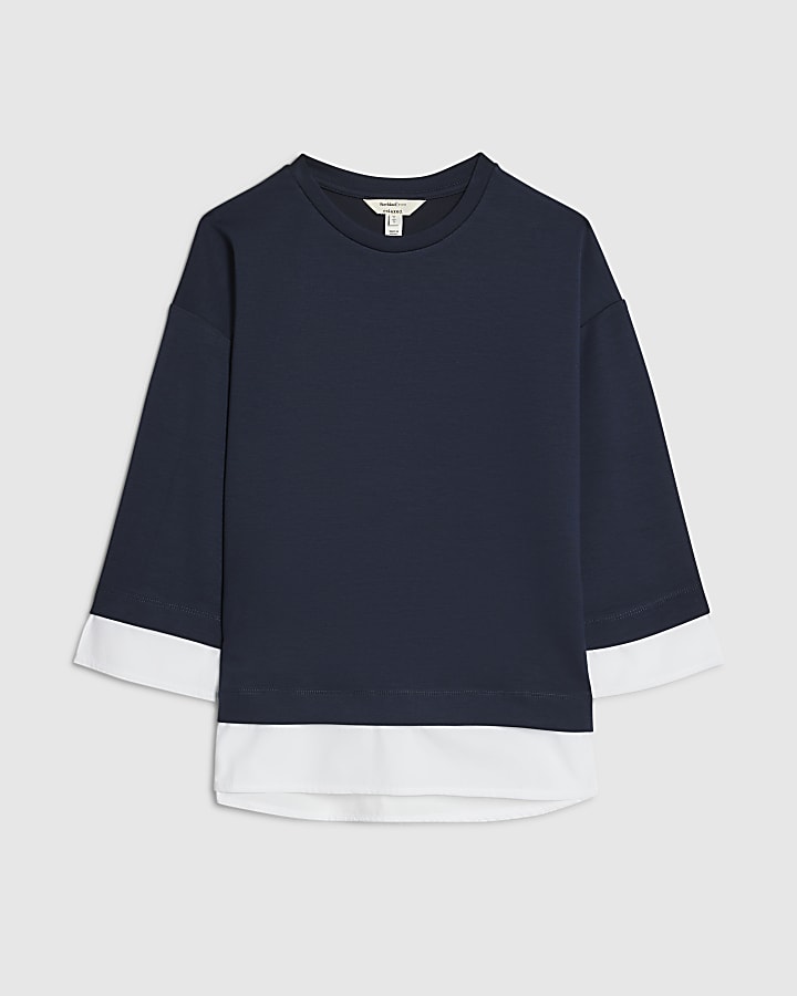 Petite Navy Premium Hybrid Sweatshirt