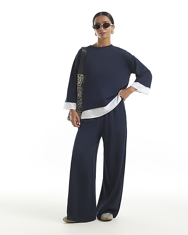 Petite Navy Premium Hybrid Sweatshirt