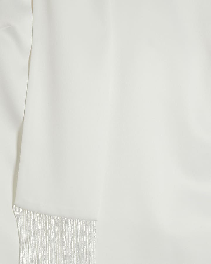White Fringe Scarf Tank Top
