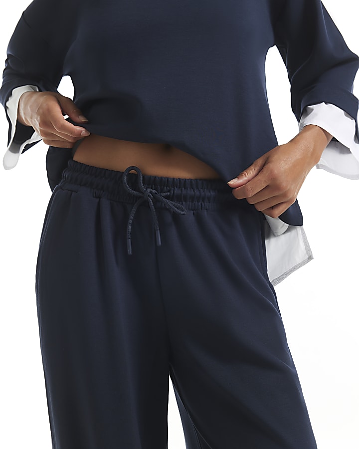 Petite Navy Premium Wide Leg Trousers