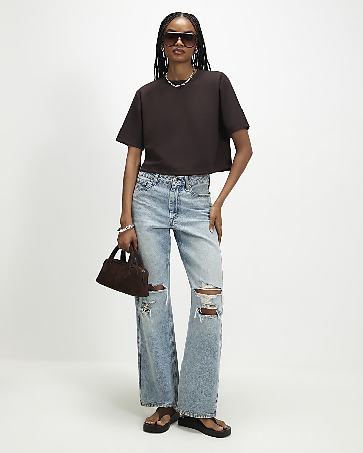 Brown Premium Shoulder Pad T-Shirt