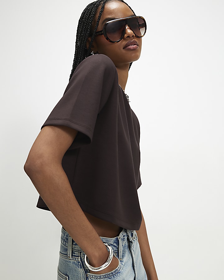 Brown Premium Shoulder Pad T-Shirt