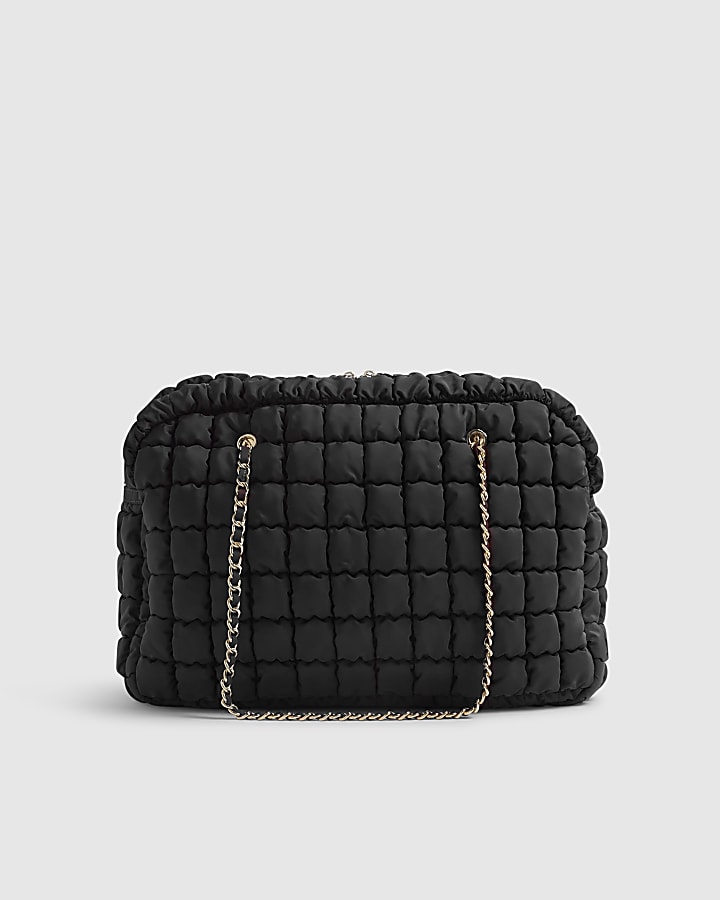 Black Quilted Chain Handle Holdall