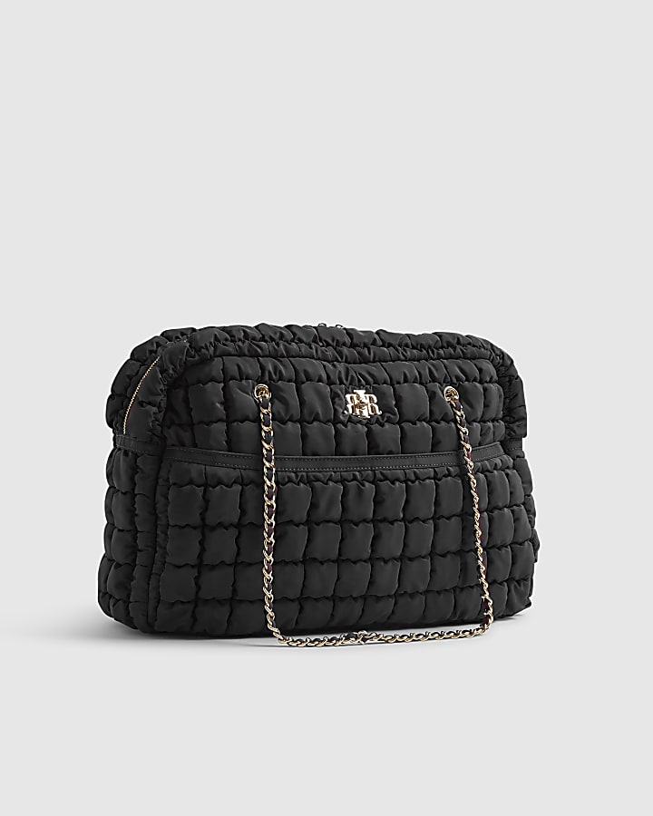 Black Quilted Chain Handle Holdall