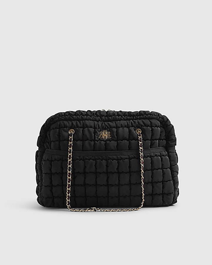Black Quilted Chain Handle Holdall