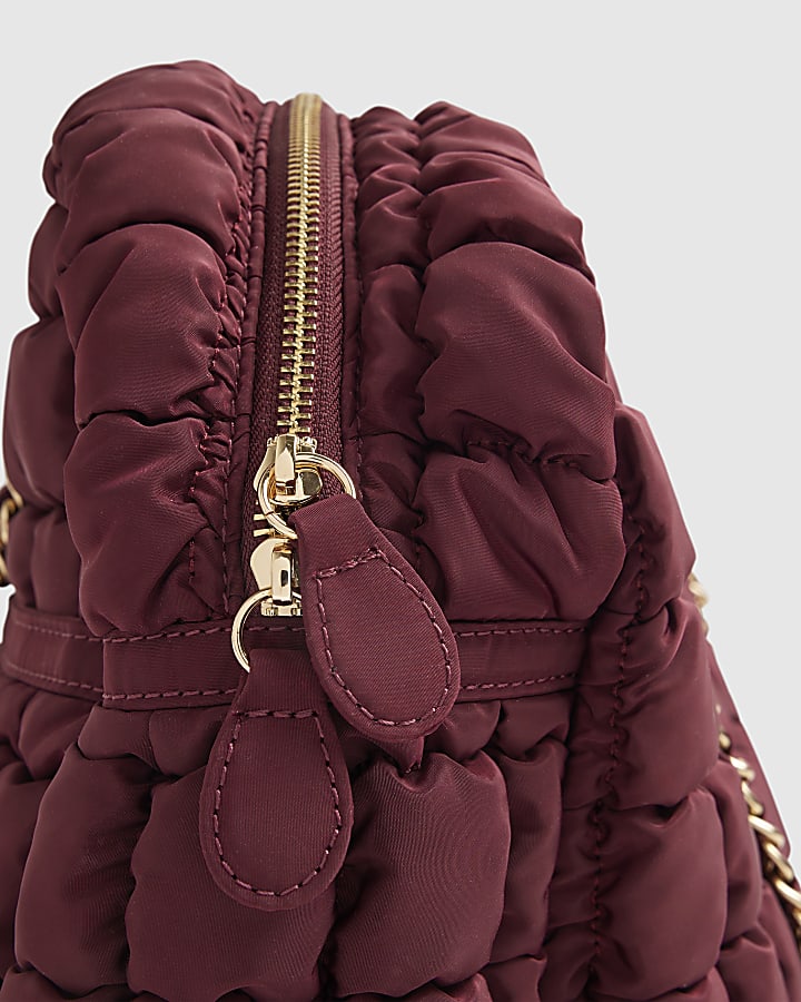 Red Quilted Chain Handle Holdall Bag