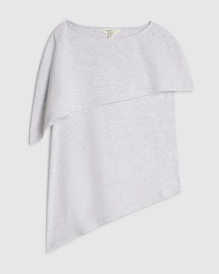 Grey Asymmetric Cape T-Shirt