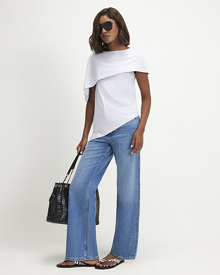 Grey Asymmetric Cape T-Shirt