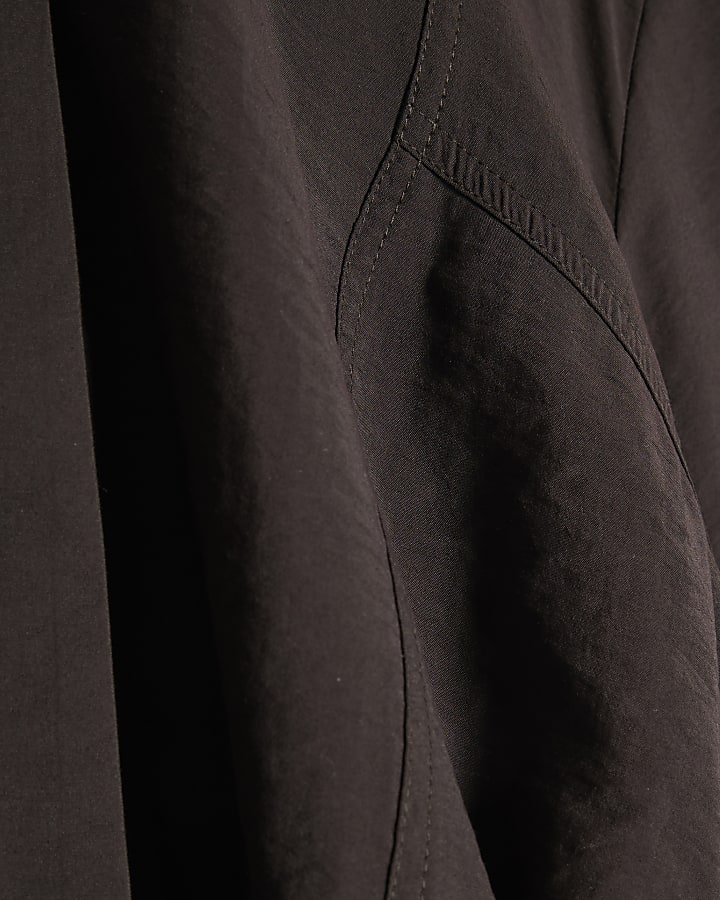 Brown Cupro Funnel Neck Jacket
