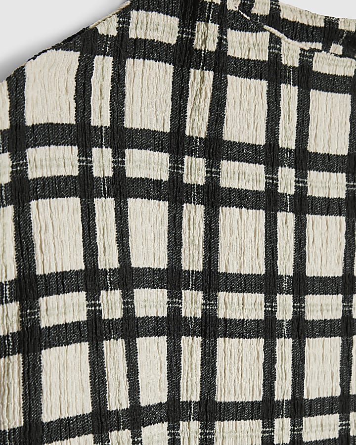 Cream Check Textured Top