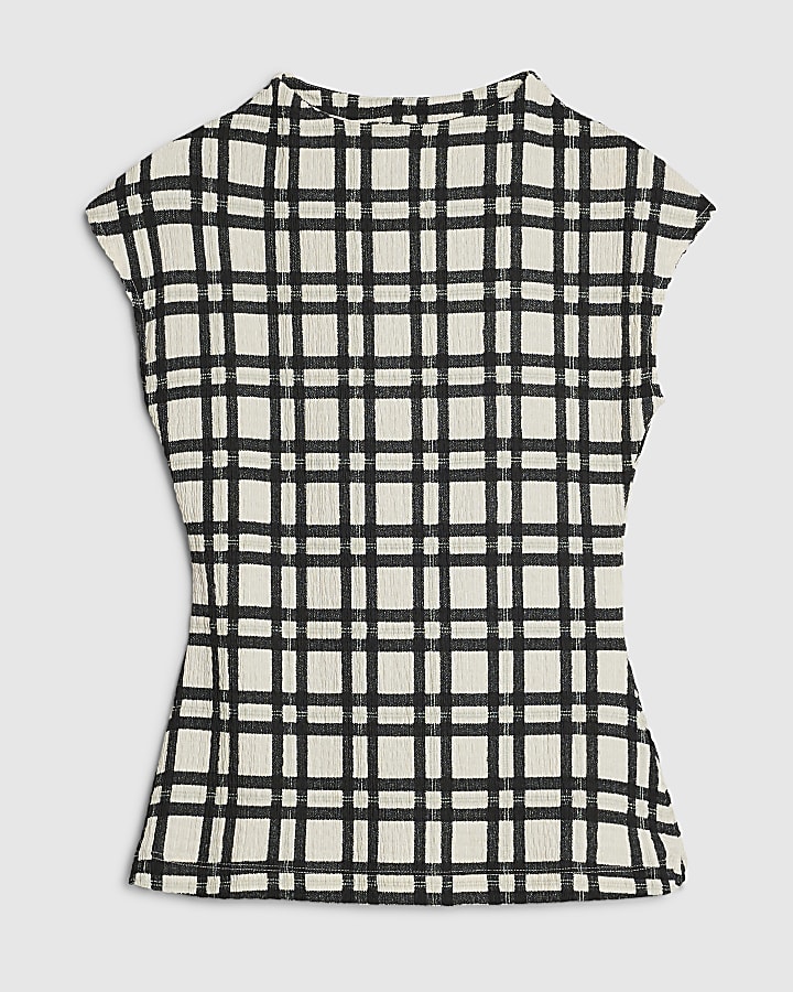 Cream Check Textured Top