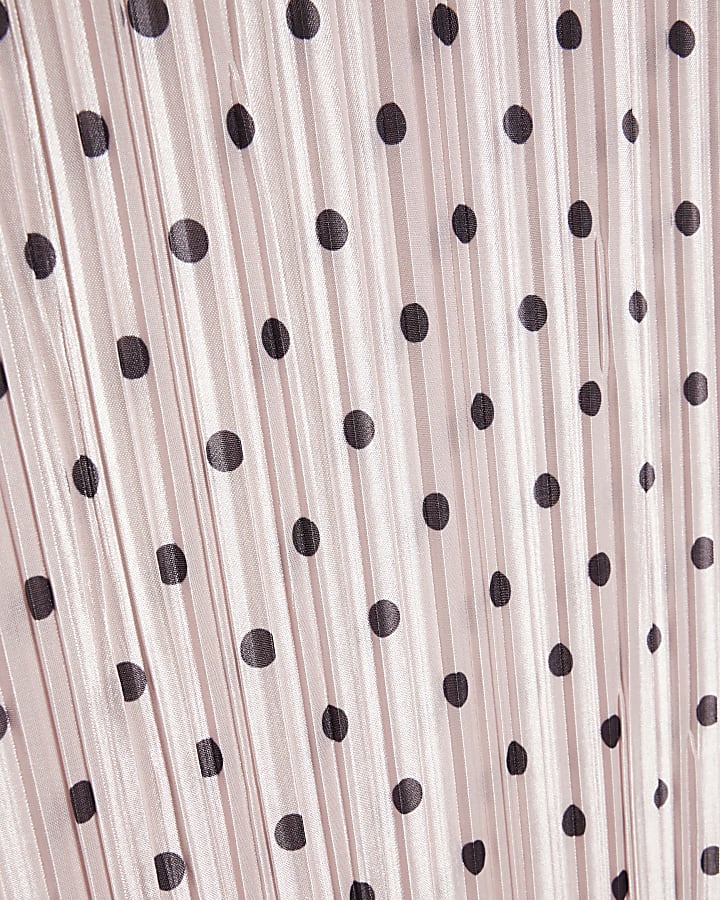 Pink Plisse Spot Print Midi Dress