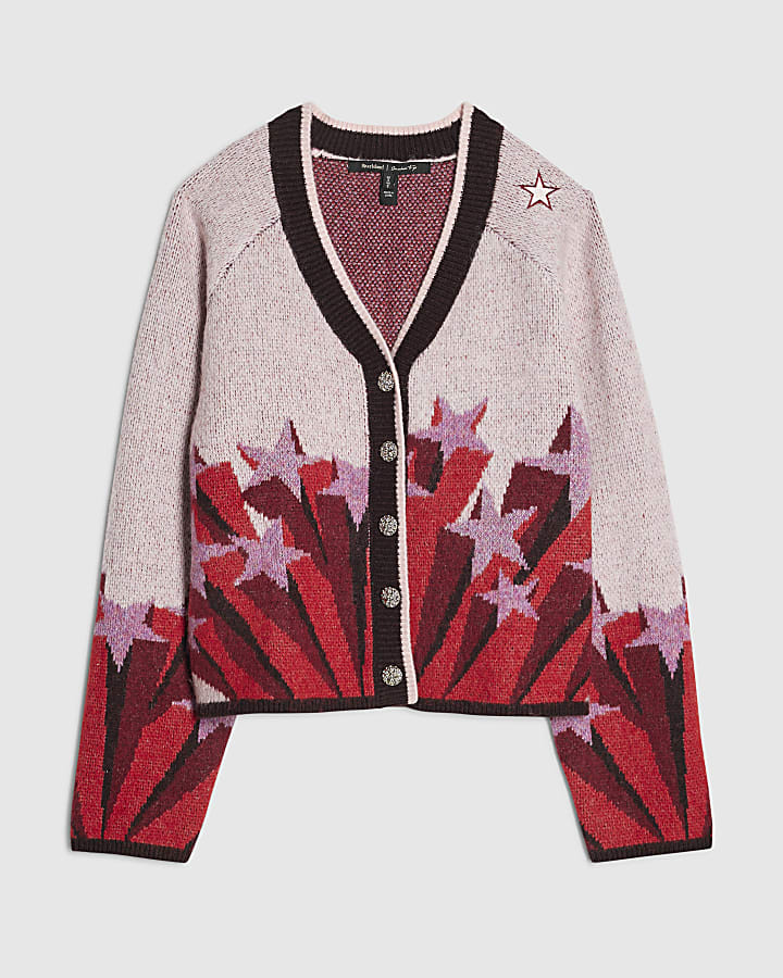 Pink Shooting Star Knit Cardigan