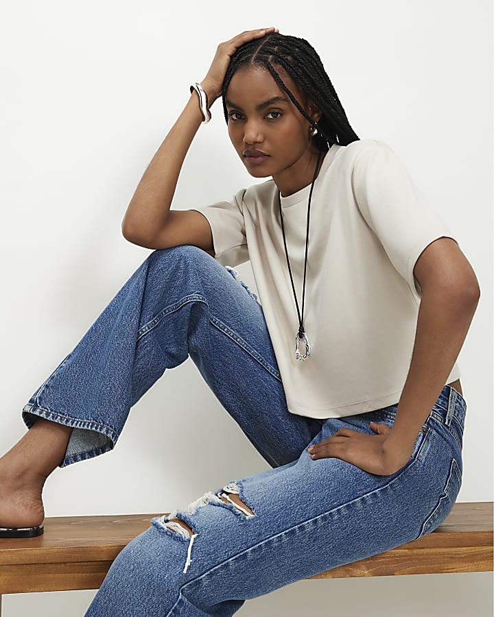 Cream Premium Shoulder Pad T-Shirt