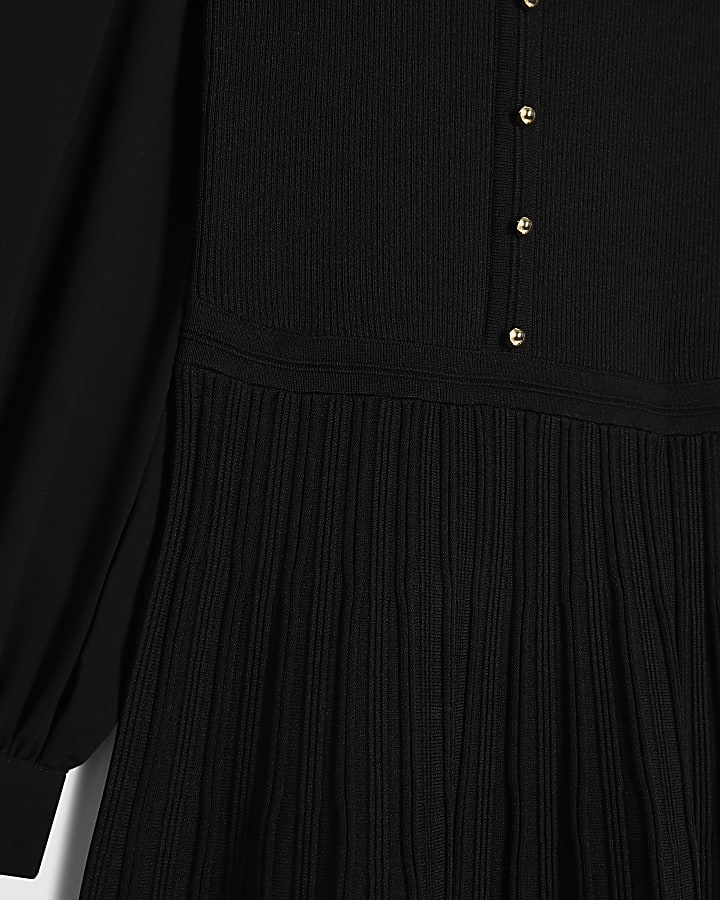 Black Chiffon Pointelle Maxi Dress