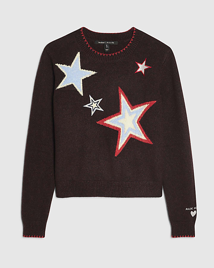 Brown Knit Star Jumper