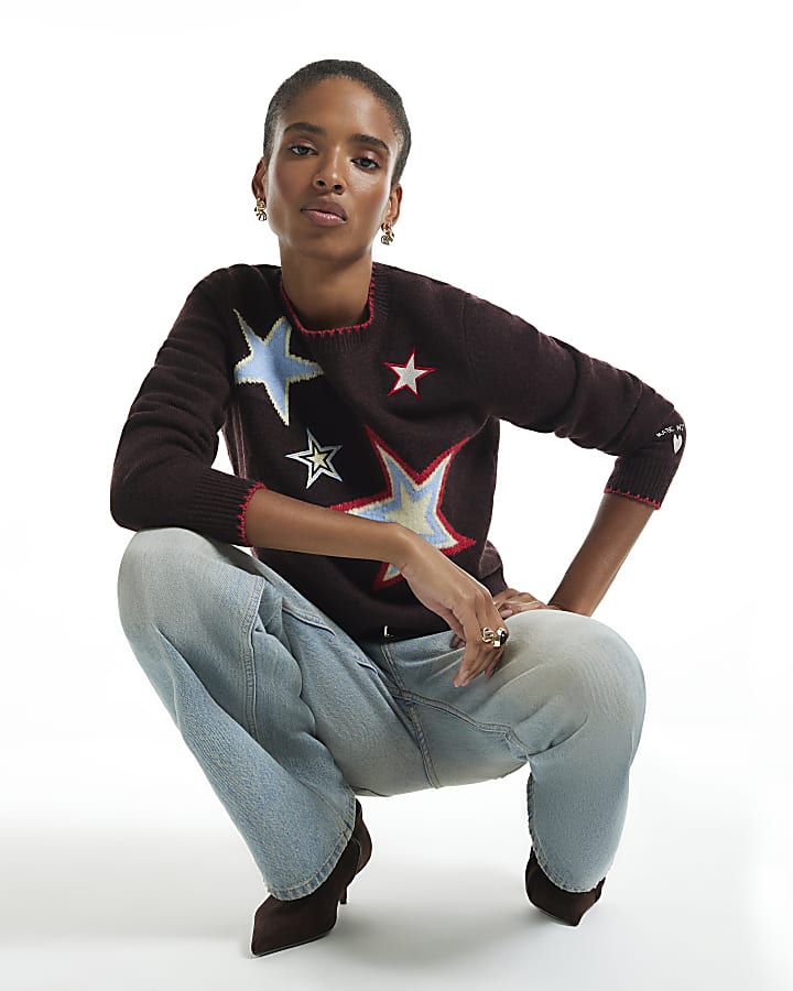 Brown Knit Star Jumper