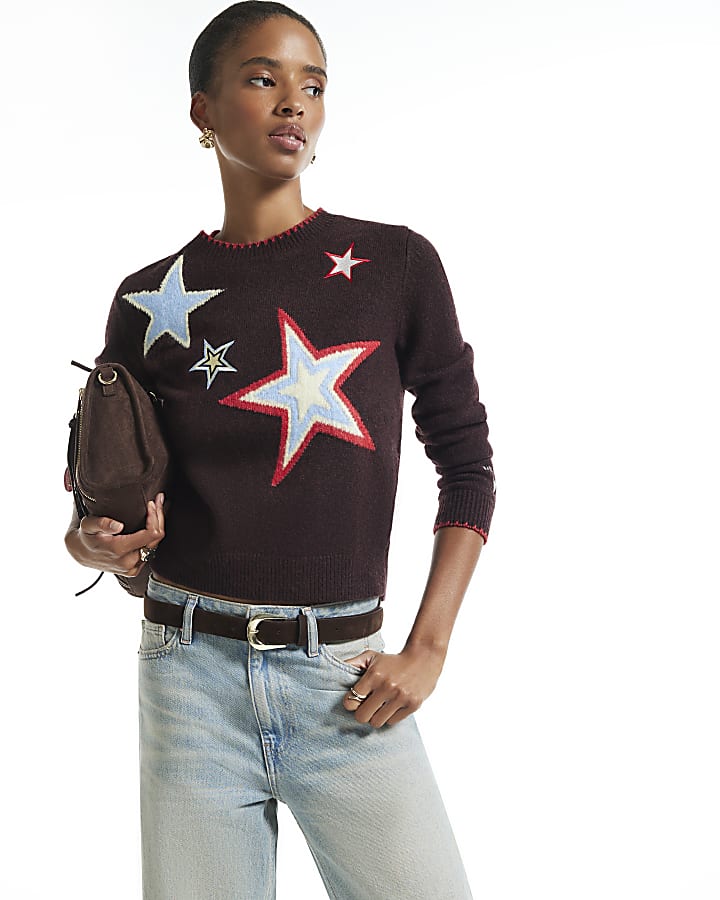 Brown Knit Star Jumper
