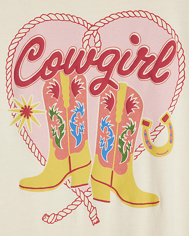 Cream Cotton Cowgirl Relaxed Fit T-Shirt