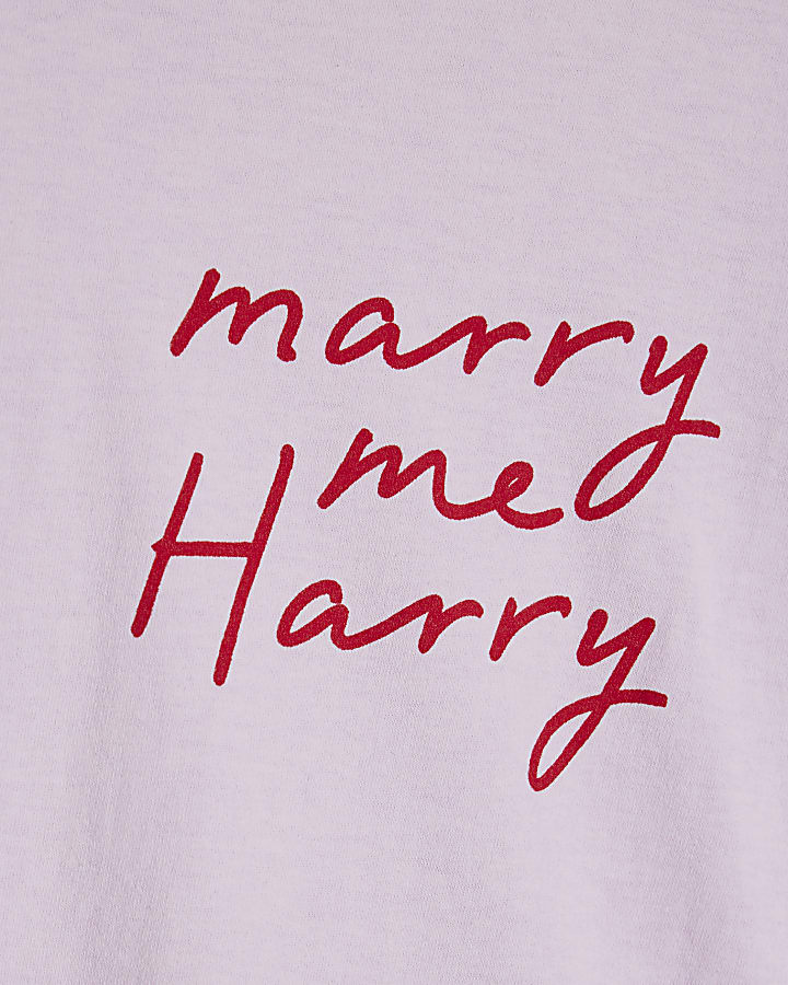 Pink Cotton Marry Me Harry Ringer T-Shirt