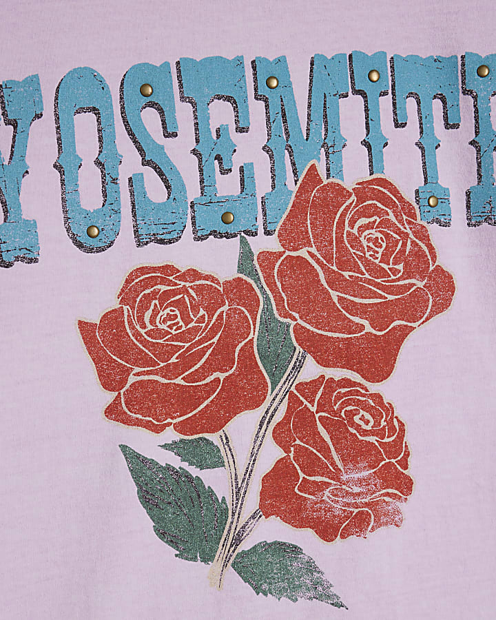 Pink Cotton Yosemite Stud Boyfriend T-Shirt