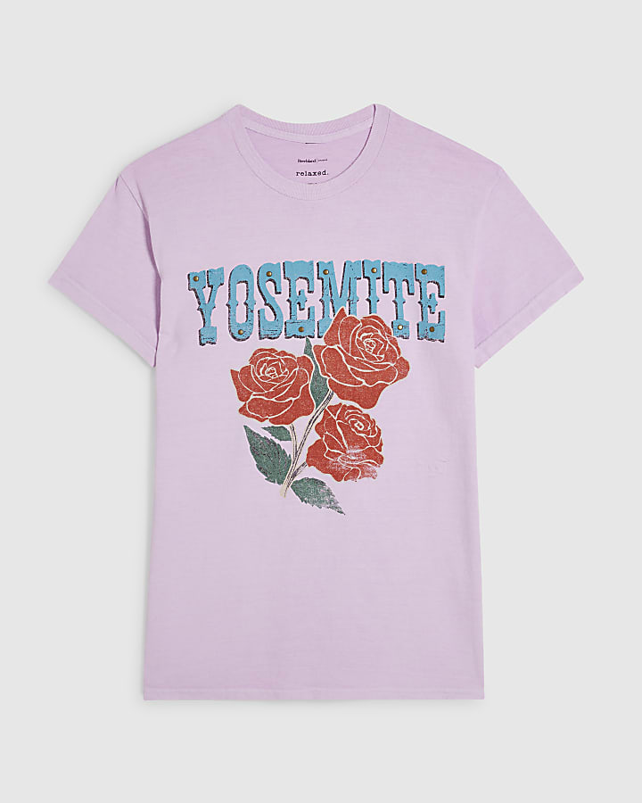 Pink Cotton Yosemite Stud Boyfriend T-Shirt