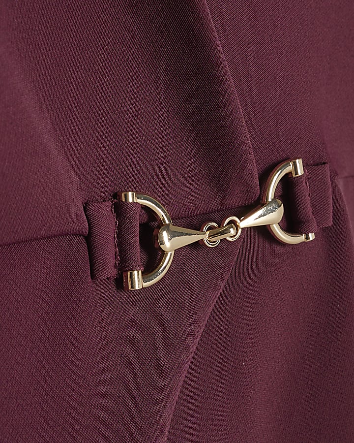 Purple Crepe Wrap Front Snaffle Blouse