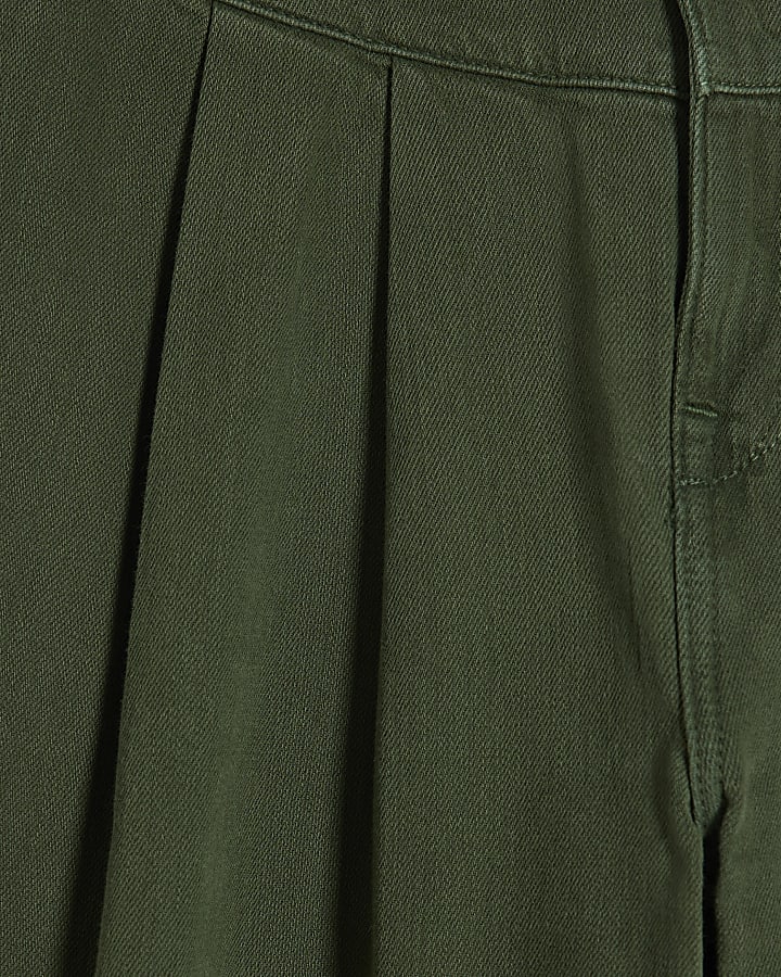 Green High Waist Corset Waist Wide Leg Jeans