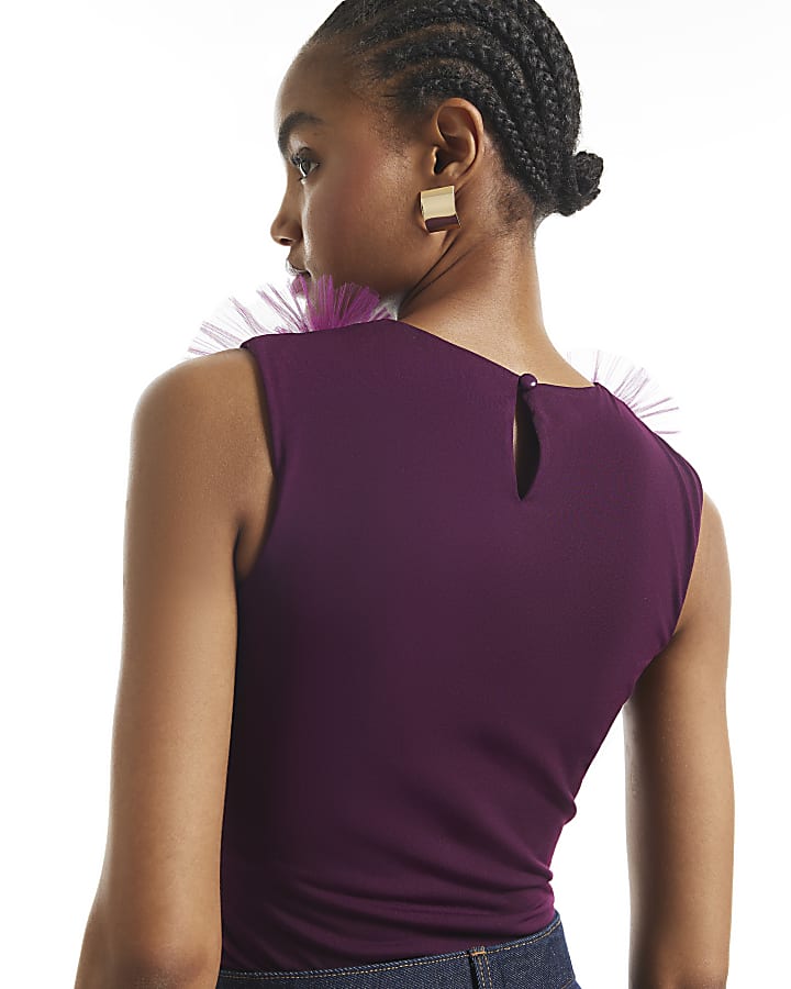 Purple Ruffle Frill Bodysuit