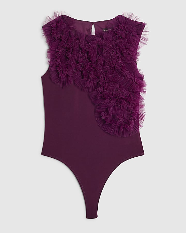 Purple Ruffle Frill Bodysuit
