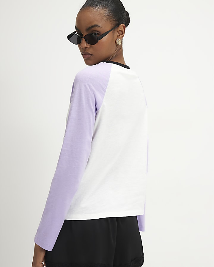 White Long Sleeve Artist Raglan Top