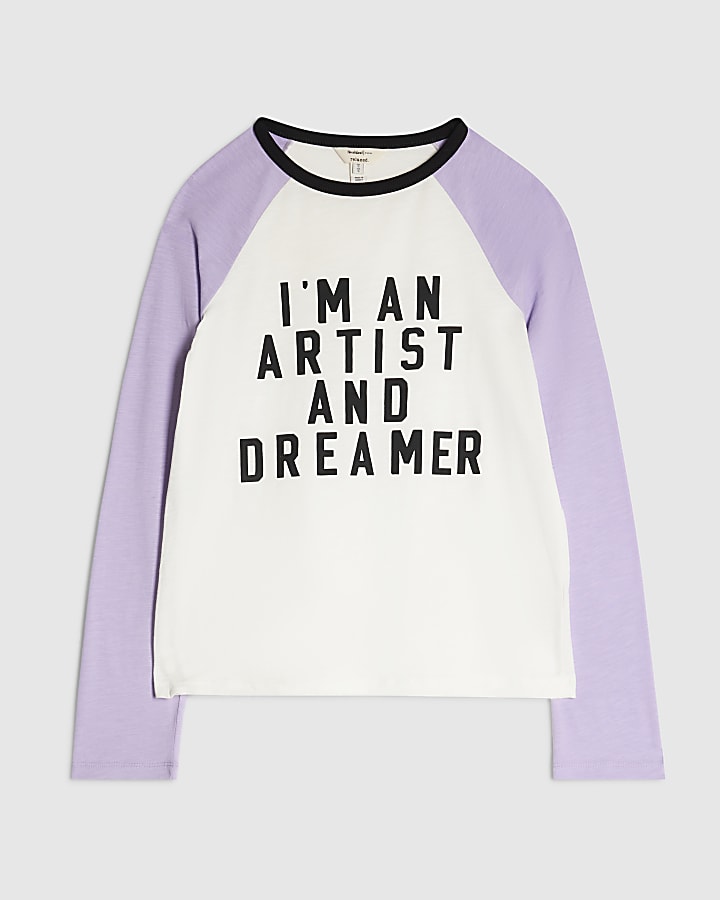 White Long Sleeve Artist Raglan Top