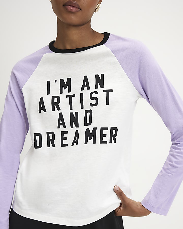 White Long Sleeve Artist Raglan Top