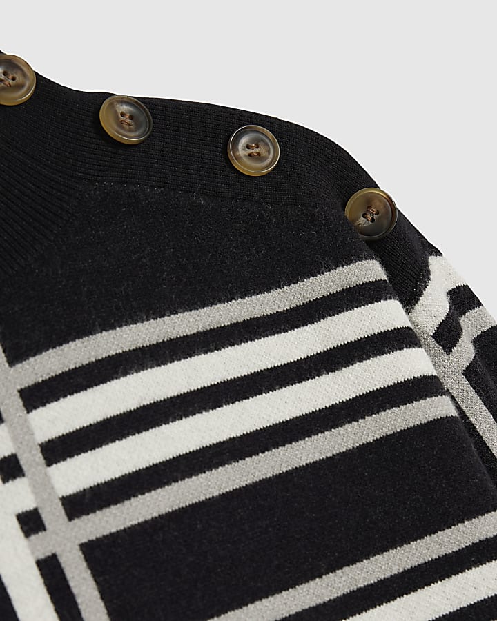 Black Button Check Knit Jumper