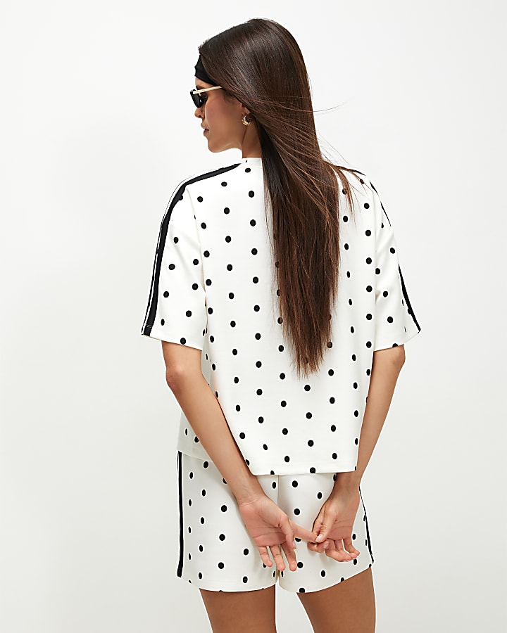 Cream Premium Polka Dot Tape T-Shirt